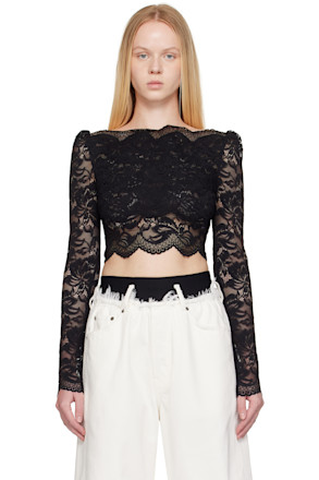 Black Crop Top in Lace Top
