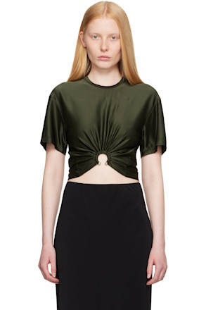 Khaki Cropped Jersey T-shirt
