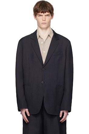 Navy Roversi Linen Blazer