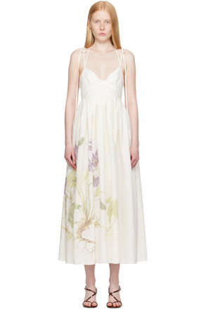 Off-White Strappy Fit & Flare Midi Dress
