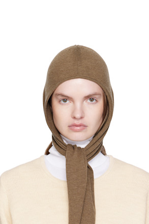 Brown Fine Wool Head Scarf Hood