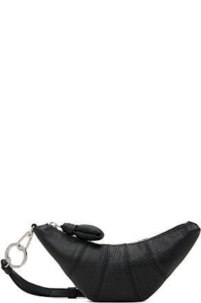 Black Cross-Body Croissant Coin Pouch