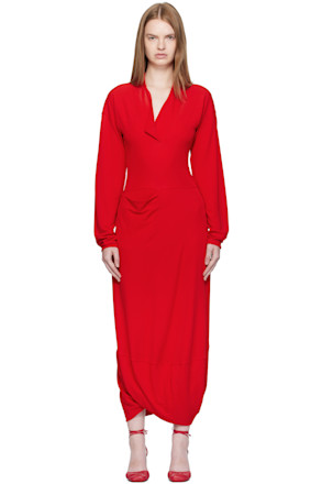 Red V Neck Maxi Dress