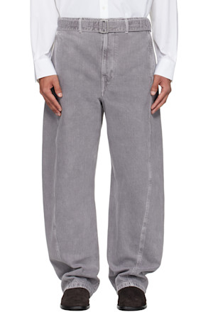 Gray Twisted Belted Jeans