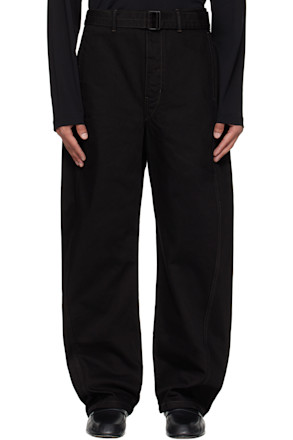 Black Twisted Belted Jeans