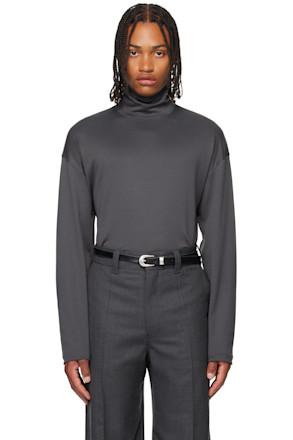 Gray Relaxed Mock Neck T-shirt