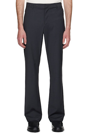 Gray Serge Straight-Leg Trousers