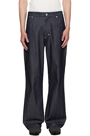 Navy Straight Rivet Jeans