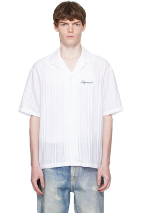 White Embroidered Bowling Shirt