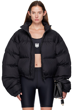 Black Double Logo Boxy Down Jacket