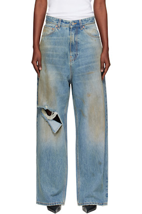 Blue Distressed Baggy Jeans