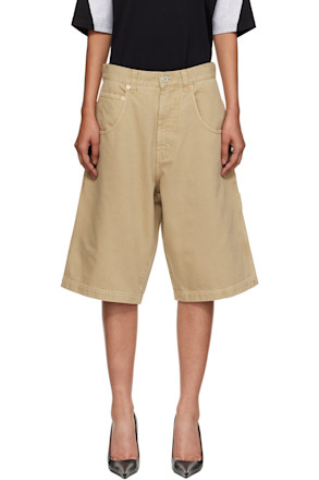 Beige Hip-Hop Denim Shorts