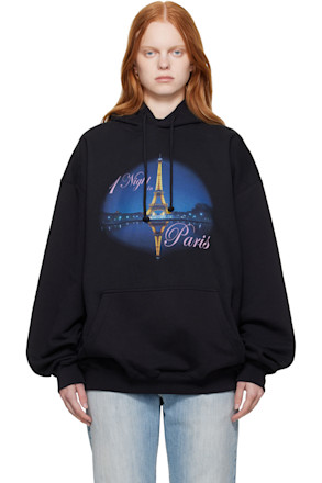 Black 'Night In Paris' Oversized Hoodie
