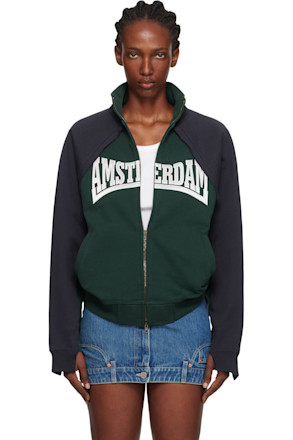 Navy & Green 'Amsterdam' Patched Zip Sweatshirt
