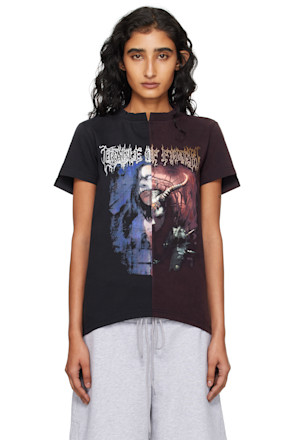 Black & Burgundy Cradle of Filth Cut-Up Fitted T-shirt