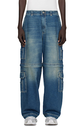 Blue Hip-Hop Denim Cargo Pants