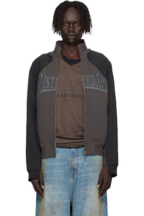 Black & Brown 'Amsterdam' Patched Zip Sweatshirt