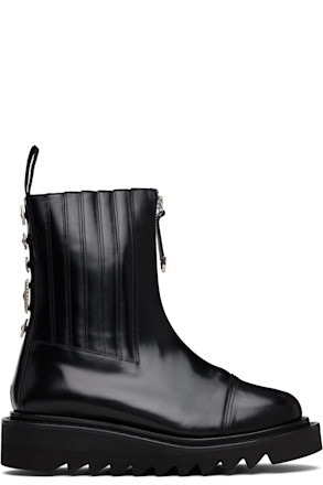 Black Leather AJ1219 Boots