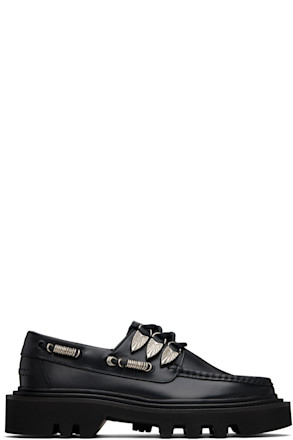 Black Hard Leather Boat Shoes