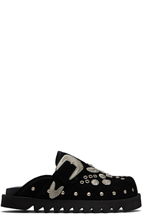 SSENSE Exclusive Black Eyelet Metal Sabot Loafers