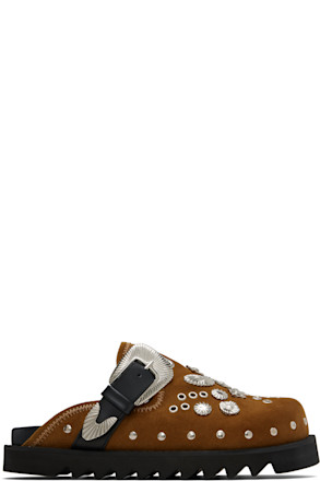 SSENSE Exclusive Khaki Eyelet Metal Sabot Loafers