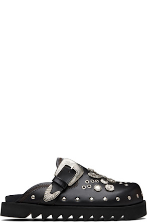 Brown Eyelet Metal Sabot Loafers