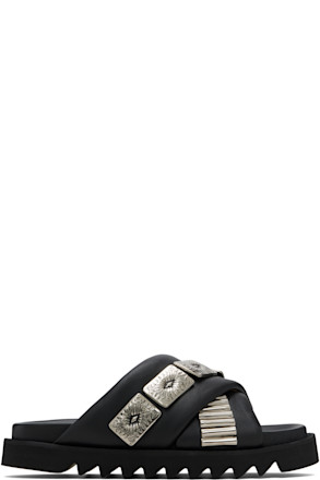 SSENSE Exclusive Black Leather Sandals