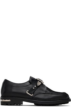 SSENSE Exclusive Black Hard Leather Monkstraps