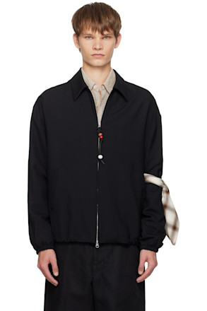 Black Gabardine Slim Coach Jacket
