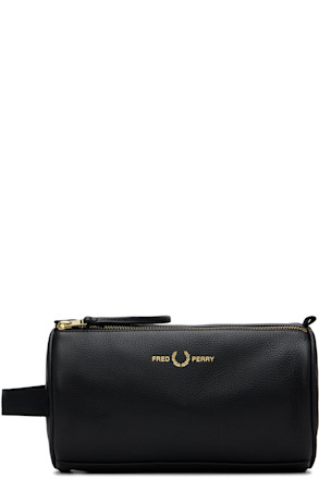 Black Tumbled Leather Wash Bag