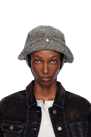 Gray Detachable Ear Flaps Bucket Hat