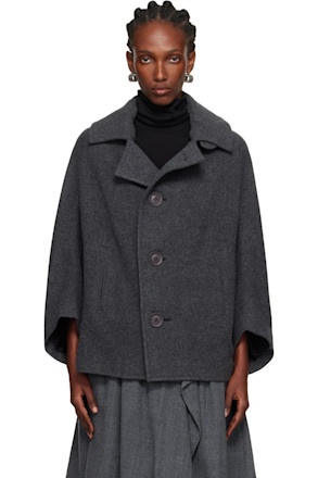 Gray U-Irregular Short Sleeve Coat