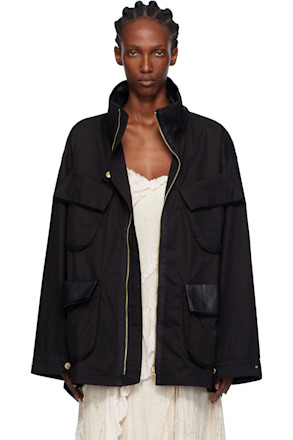 Black Cargo Pocket Field Jacket
