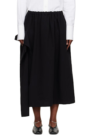 Black Sa-Gathered Maxi Skirt