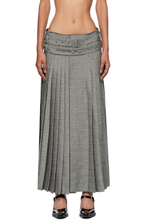 Gray Double Belted Maxi Skirt