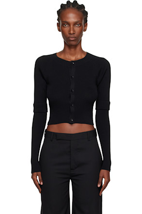 Black Double Sleeve Short Cardigan