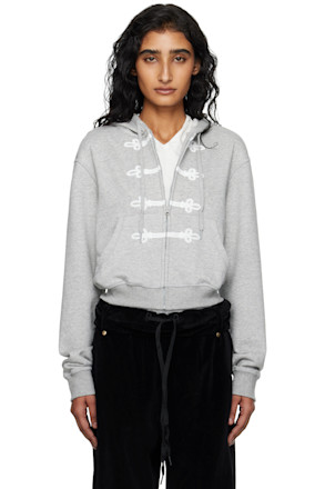 Gray Loop Button Effect Hoodie