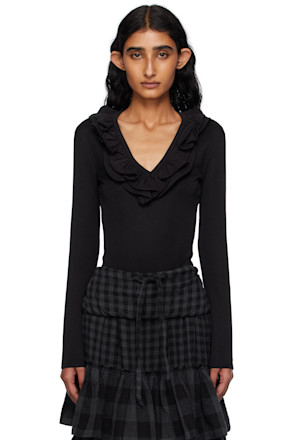 Black Ruffle Bodysuit