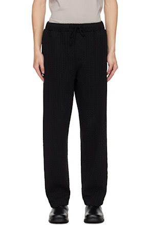 Black Embroidered Linestitch Trousers
