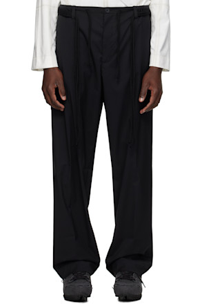 Black Elasticized Worker Trousers