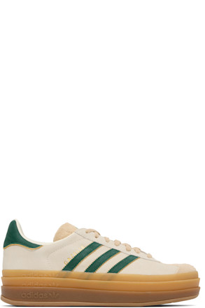 Beige & Green Gazelle Bold Sneakers