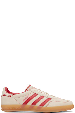 Beige & Red Gazelle Indoor Sneakers