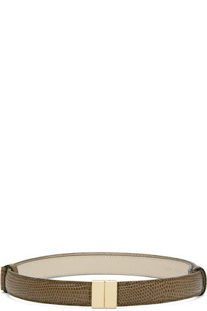 Taupe Slide Clasp Lizard-Embossed Belt