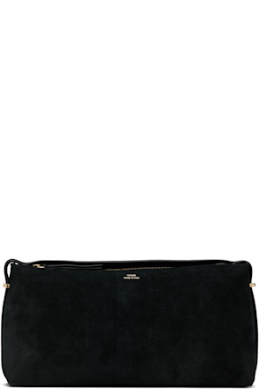 Black Belted Suede Clutch