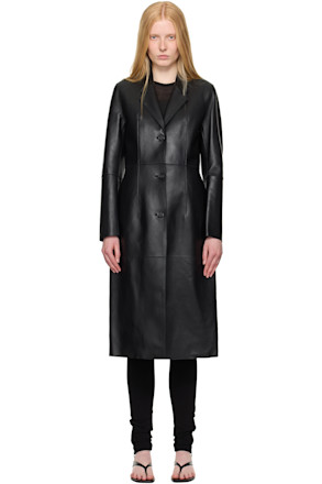 Black Slim Leather Coat