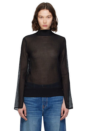 Black Slit Sleeve Blouse