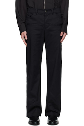 Black Boot Cut Cuff Trousers