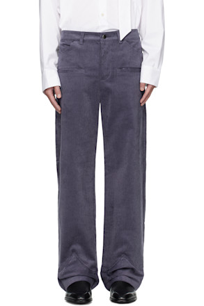 Purple Boot Cut Cuff Trousers