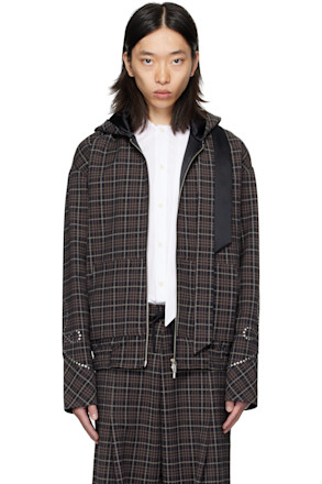 SSENSE Exclusive Brown Hooded Scarf Jacket