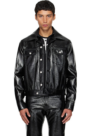 Black Vinyl Trucker Jacket